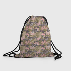 Рюкзак-мешок Камуфляж с бабочками, цвет: 3D-принт