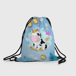 Рюкзак-мешок Милый новогодний бычок, цвет: 3D-принт