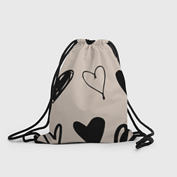 Рюкзак-мешок Сердечный паттерн, цвет: 3D-принт