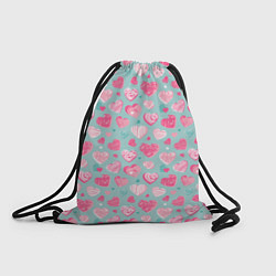 Рюкзак-мешок Сердечки в разных стилях, цвет: 3D-принт