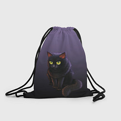 Мешок для обуви Черный кот на фиолетовом
