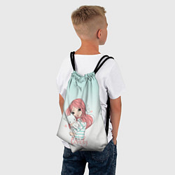 Рюкзак-мешок Девочка и любимый кот арт, цвет: 3D-принт — фото 2