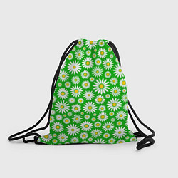Рюкзак-мешок Ромашки на зелёном фоне, цвет: 3D-принт