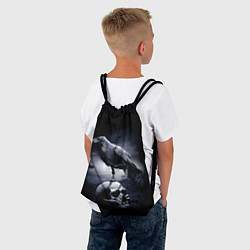 Рюкзак-мешок ЧЕРЕП И ВОРОН, цвет: 3D-принт — фото 2