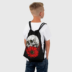 Рюкзак-мешок Череп и Красный Цветок Skull, цвет: 3D-принт — фото 2