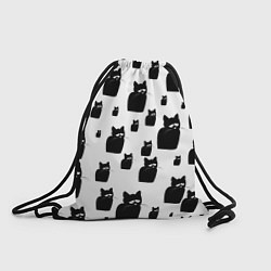 Рюкзак-мешок Принт из грустных черных котов, цвет: 3D-принт
