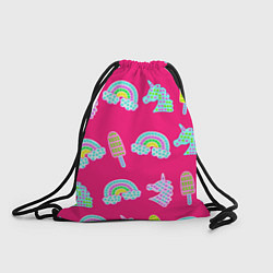 Рюкзак-мешок Pop it радуга и единорог, цвет: 3D-принт