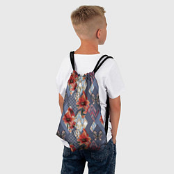 Рюкзак-мешок Оранжево-серый пэчворк, цвет: 3D-принт — фото 2
