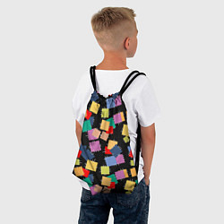 Рюкзак-мешок Заплатки на черном фоне, цвет: 3D-принт — фото 2