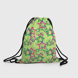 Рюкзак-мешок Зеленый узор Звезды, цвет: 3D-принт