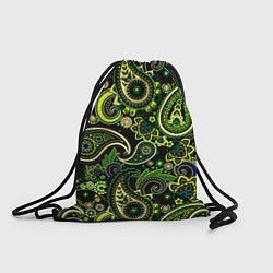 Рюкзак-мешок Ярко зеленые славянские узоры, цвет: 3D-принт