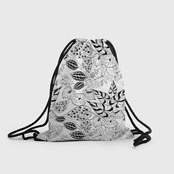 Рюкзак-мешок Черно-белый узор Тропики, цвет: 3D-принт