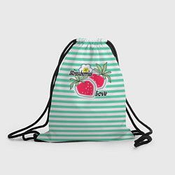 Рюкзак-мешок Цветы и ягоды земляники, цвет: 3D-принт