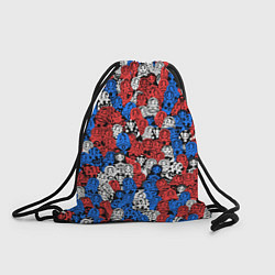 Рюкзак-мешок Бело-сине-красные матрёшки, цвет: 3D-принт