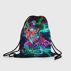 Рюкзак-мешок Неоновая ведьма с волком, цвет: 3D-принт