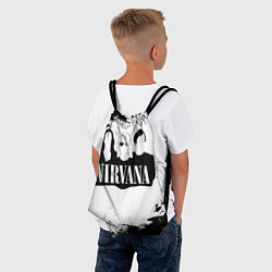 Рюкзак-мешок Нирвана Рок Группа Гранж ЧБ Nirvana, цвет: 3D-принт — фото 2
