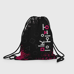 Рюкзак-мешок ИГРА В КАЛЬМАРА БРЫЗГИ КРАСОК ИЕРОГЛИФЫ, цвет: 3D-принт