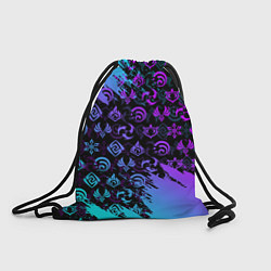 Рюкзак-мешок GENSHIN NEON PATTERN SYMBOL НЕОН ЭМБЛЕМЫ, цвет: 3D-принт