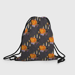 Рюкзак-мешок Хэллоуин - тыквы и свечи, цвет: 3D-принт