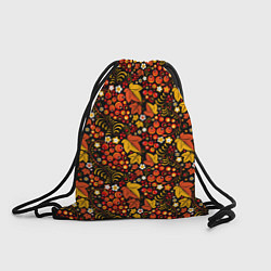 Рюкзак-мешок Хохлома цветы-ягодки, цвет: 3D-принт
