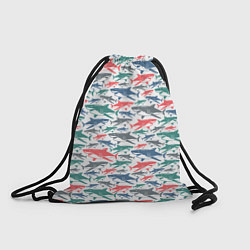 Рюкзак-мешок Разноцветные Акулы, цвет: 3D-принт