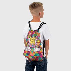 Рюкзак-мешок Единорог на радуге в геометрии, цвет: 3D-принт — фото 2