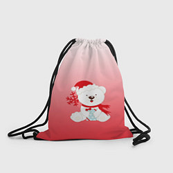 Рюкзак-мешок Белый мишка с подарком, цвет: 3D-принт