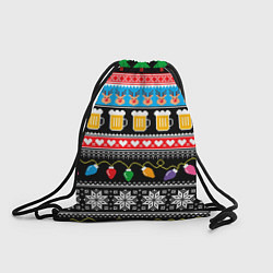 Рюкзак-мешок Новогодний пивной узор, цвет: 3D-принт