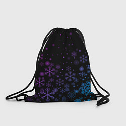 Рюкзак-мешок Новогодние снежинки Градиент, цвет: 3D-принт