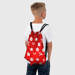 Рюкзак-мешок Новогодний узор красный градиент, цвет: 3D-принт — фото 2