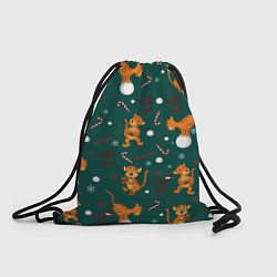 Рюкзак-мешок Тигр и рождество, цвет: 3D-принт