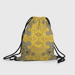 Рюкзак-мешок Коллекция Фрактальная мозаика Желтый на черном 573, цвет: 3D-принт