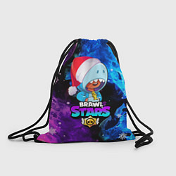 Рюкзак-мешок LEON SHARK НОВОГОДНИЙ BRAWL STARS НЕОНОВЫЙ ОГОНЬ, цвет: 3D-принт