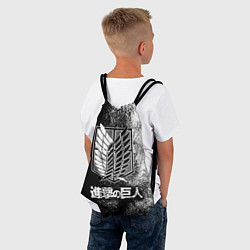 Рюкзак-мешок Чёрно-Белый Логотип Атака Титанов, цвет: 3D-принт — фото 2