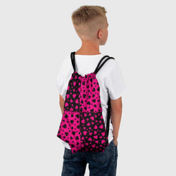 Рюкзак-мешок Черно-Розовые сердца, цвет: 3D-принт — фото 2