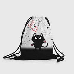 Рюкзак-мешок Котик в тумане Сердечки, цвет: 3D-принт