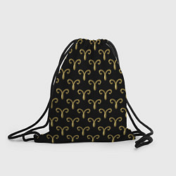 Рюкзак-мешок Золотой овен на черном фоне Паттерн, цвет: 3D-принт