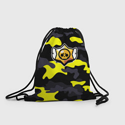 Рюкзак-мешок Brawl Stars Череп Камуфляж Чёрно-Жёлтый, цвет: 3D-принт