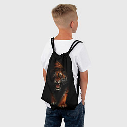 Рюкзак-мешок Тигр на черном фоне, цвет: 3D-принт — фото 2