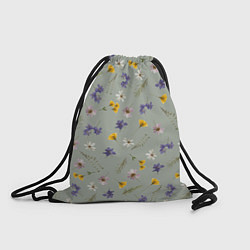 Рюкзак-мешок Простой цветочный принт на зеленом фоне, цвет: 3D-принт
