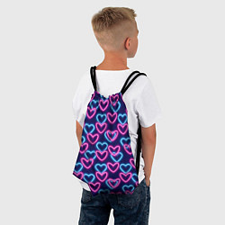 Рюкзак-мешок Неоновые сердца, паттерн, цвет: 3D-принт — фото 2