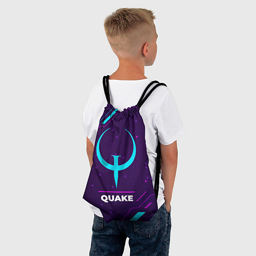 Мешок для обуви Символ Quake в неоновых цветах на темном фоне / 3D-принт – фото 4