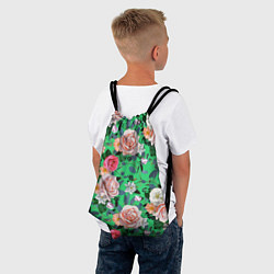 Рюкзак-мешок Нежные розы на изумрудном фоне, цвет: 3D-принт — фото 2