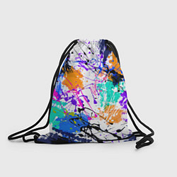 Рюкзак-мешок Брызги и мазки разноцветных красок на белом фоне, цвет: 3D-принт
