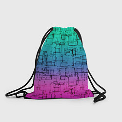 Рюкзак-мешок Абстрактный узор на розово-бирюзовом градиентном ф, цвет: 3D-принт