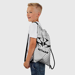 Рюкзак-мешок Символ Hitman на светлом фоне с полосами, цвет: 3D-принт — фото 2