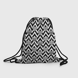 Рюкзак-мешок Черно белый узор зигзаг с сердцами и надписями Люб, цвет: 3D-принт