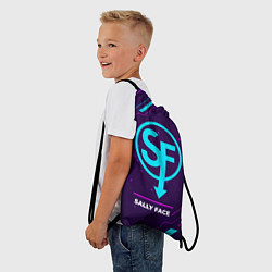 Рюкзак-мешок Символ Sally Face в неоновых цветах на темном фоне, цвет: 3D-принт — фото 2