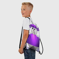 Рюкзак-мешок Снеговик в фиолетовой шляпе, цвет: 3D-принт — фото 2