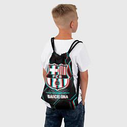 Рюкзак-мешок Barcelona FC в стиле Glitch на темном фоне, цвет: 3D-принт — фото 2